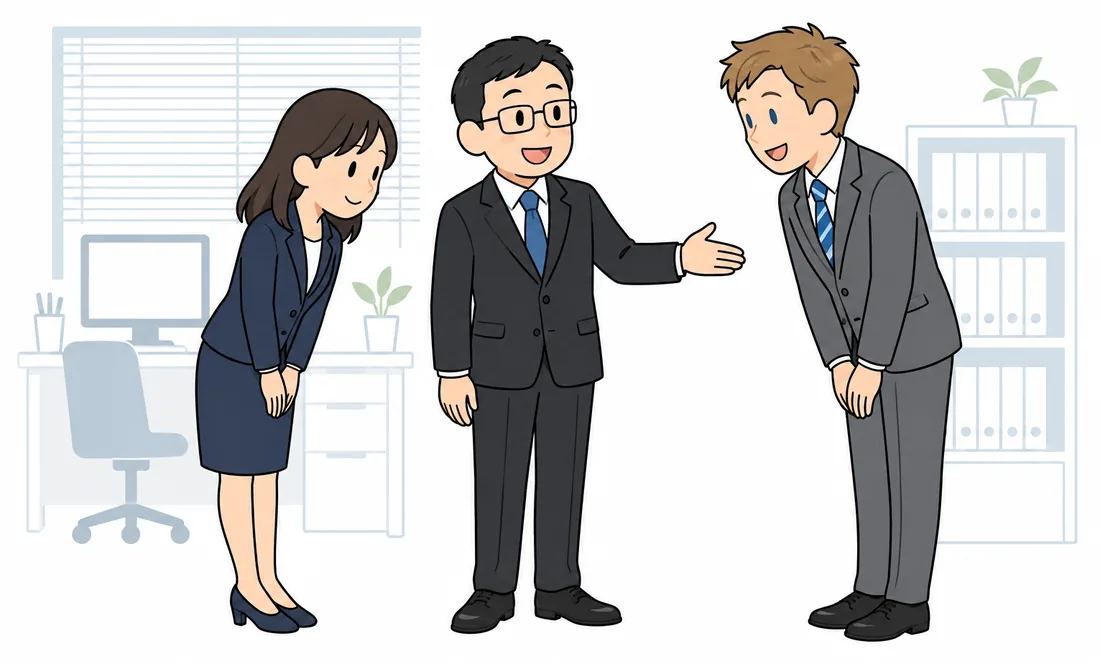 Tranh hội thoại bài 1 Minna no Nihongo: anh Miller lần đầu gặp mặt mọi người
